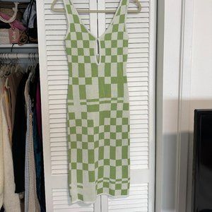 Checkered Knit Bodycon Dress